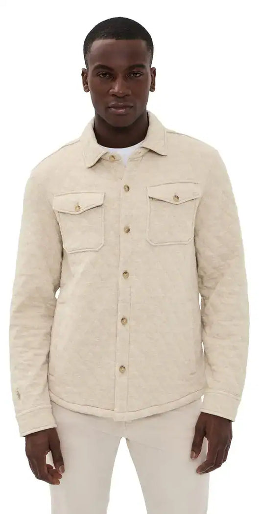 Polo Ralph Lauren Men's Quilted Double Knit Jersey Shirt Jacket  Expedition Dune Heather Size XL