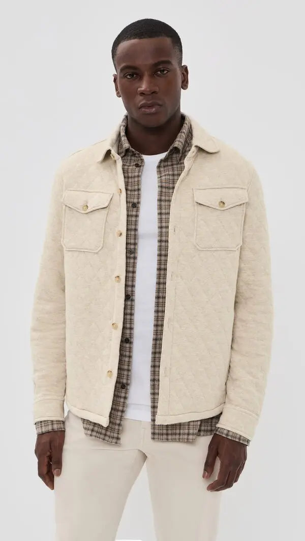 Polo Ralph Lauren Men's Quilted Double Knit Jersey Shirt Jacket  Expedition Dune Heather Size 2XL