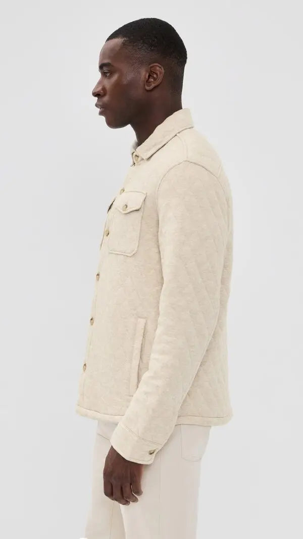 Polo Ralph Lauren Men's Quilted Double Knit Jersey Shirt Jacket  Expedition Dune Heather Size 2XL
