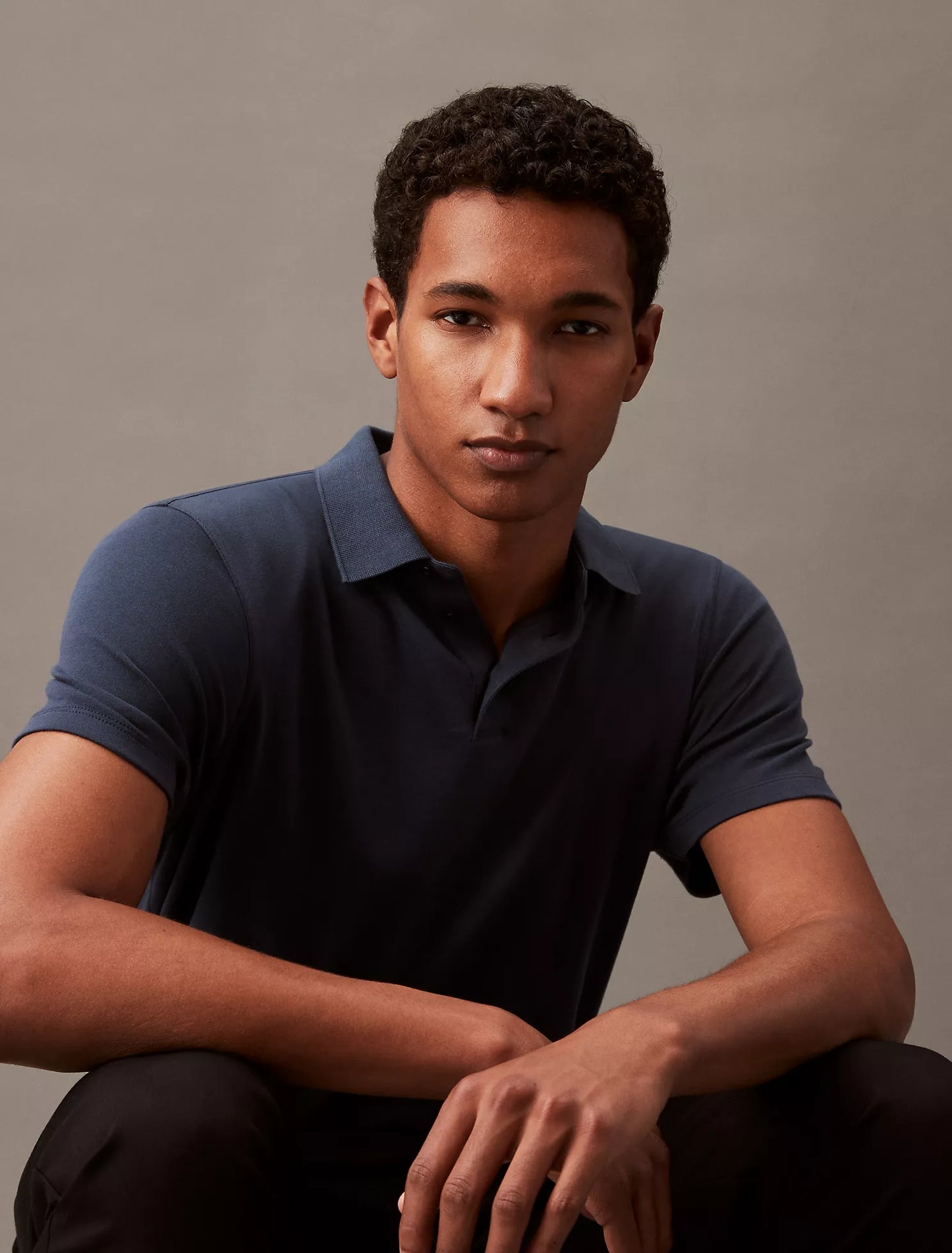 Calvin Klein Men's Classic-Fit Supima Cotton Polo Shirt  Ink Size S