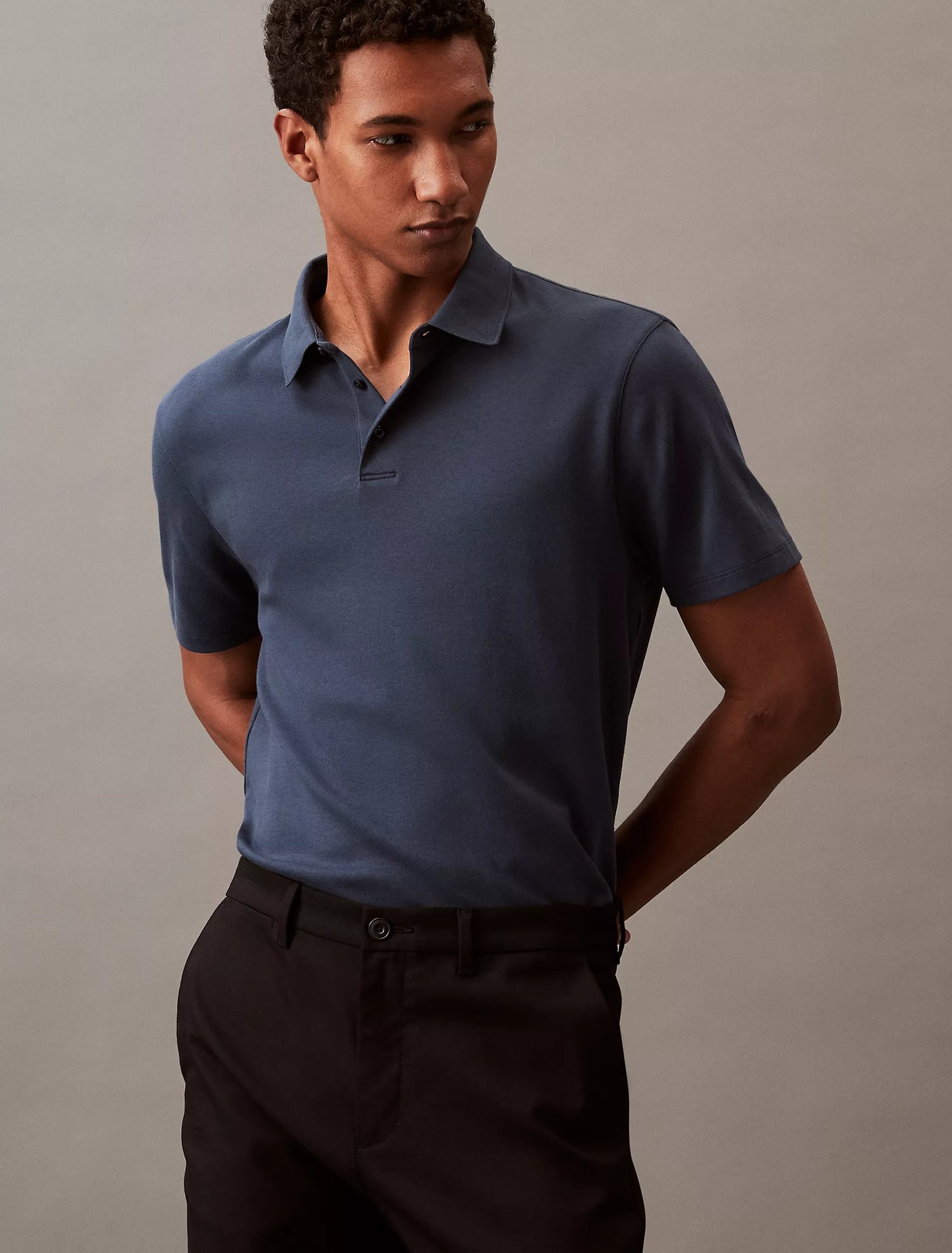 Calvin Klein Men's Classic-Fit Supima Cotton Polo Shirt  Ink Size S