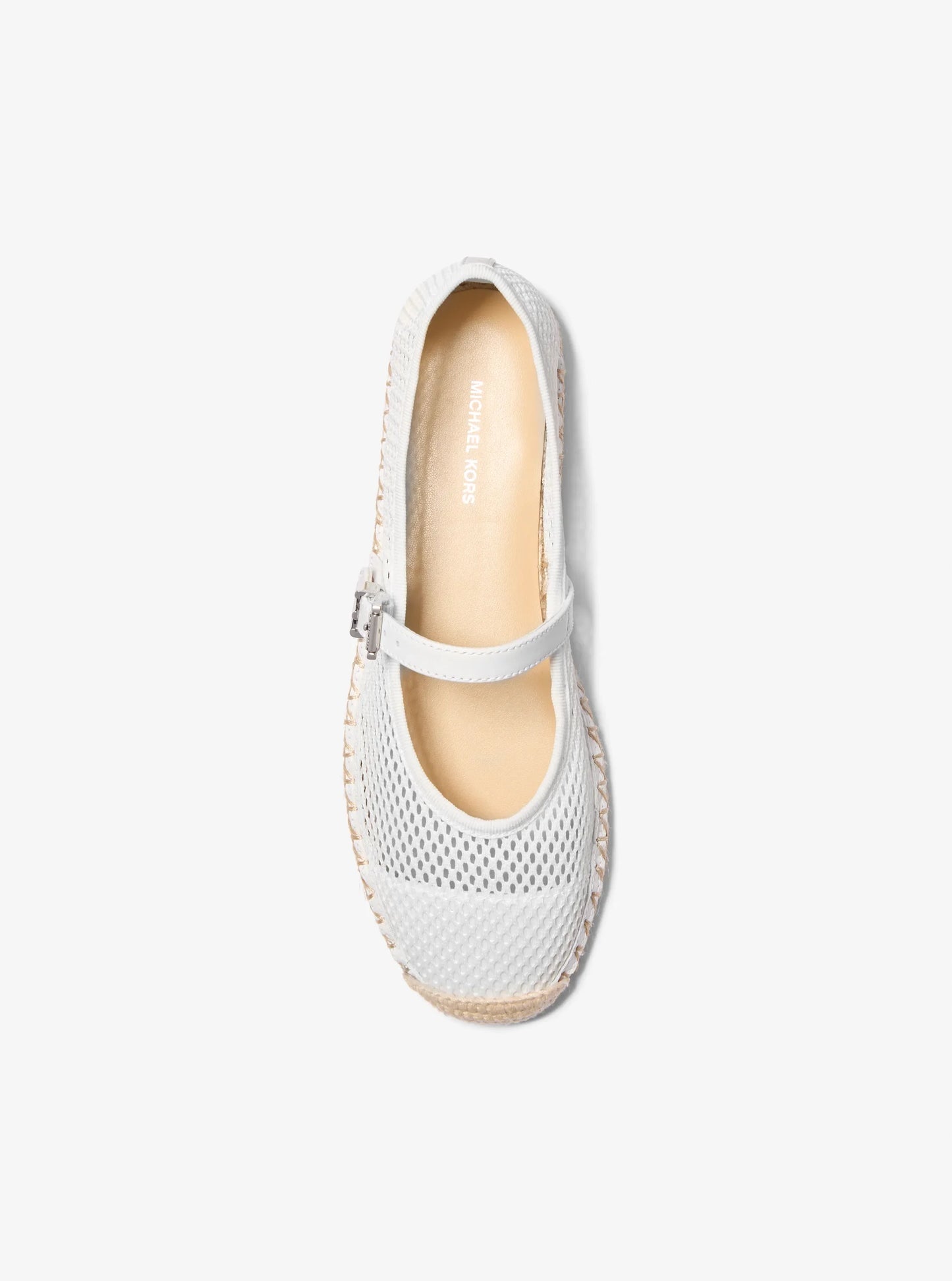 Michael Kors Women's Lynn Mesh Ballet Flats  Optic White Mesh Size 8