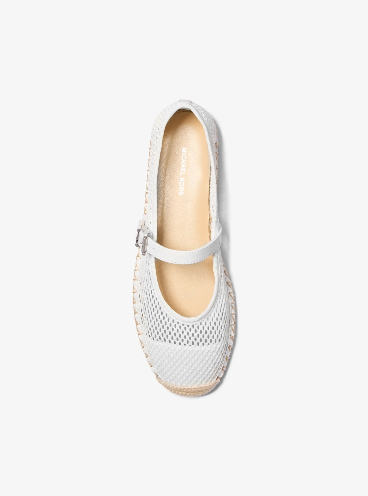 Michael Kors Women's Lynn Mesh Ballet Flats  Optic White Mesh Size 8