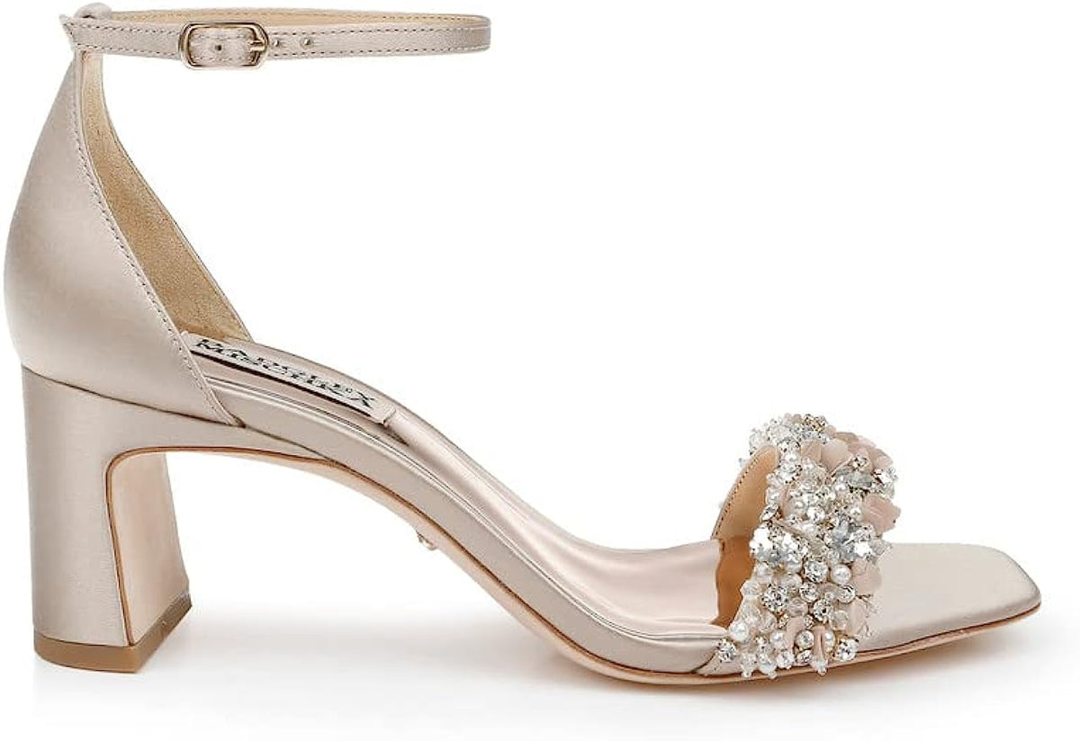 Badgley Mischka Women's Teela Heeled Sandals  Pearl Nude Size 11