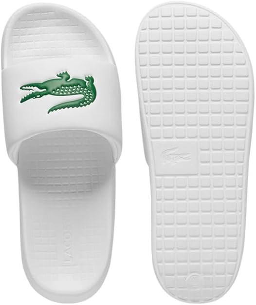 Lacoste Men's Logo Serve Slides 1.0  White/Green Size 9