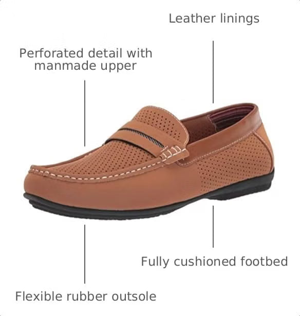 Stacy Adams Men's Corby Moccasin Toe Saddle Slip-on Loafers  Tan Size 7.5