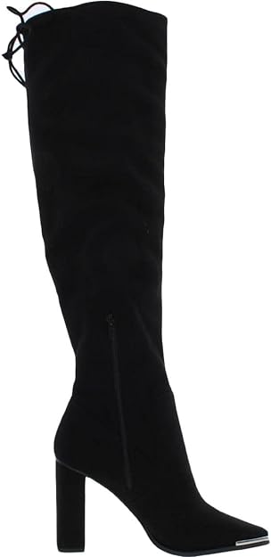 BCBGeneration Women's Abanna Square Toe Thigh High Boots  Color Black Microsuede Size 7.5M