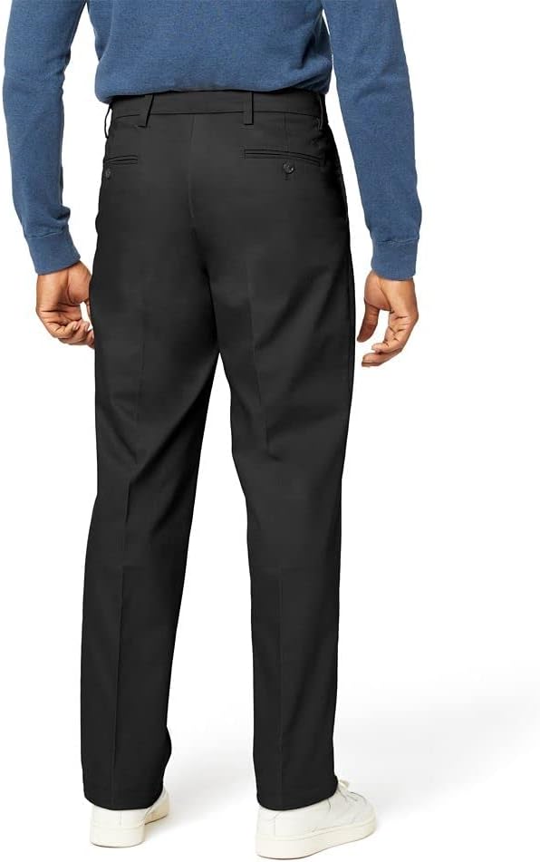 Dockers Men's Relaxed-Fit Signature Khaki Lux Stretch Pants  Black W30xL30 (Reticket Tag)