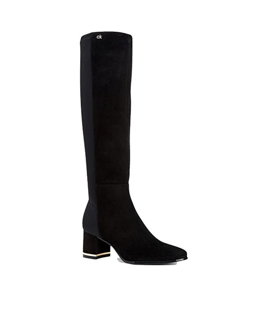Calvin Klein Womens Freeda Suede Almond Toe Knee-High Boots  Color Black Size 7M
