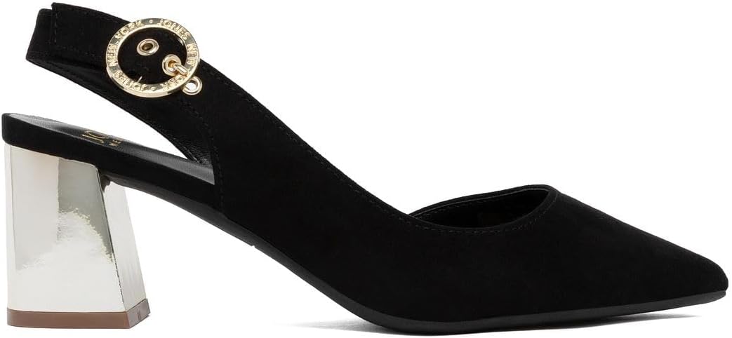 Jones New York Women's Fildy Patent Slingback Heeled Sandals Black Crinkle Size 9.5