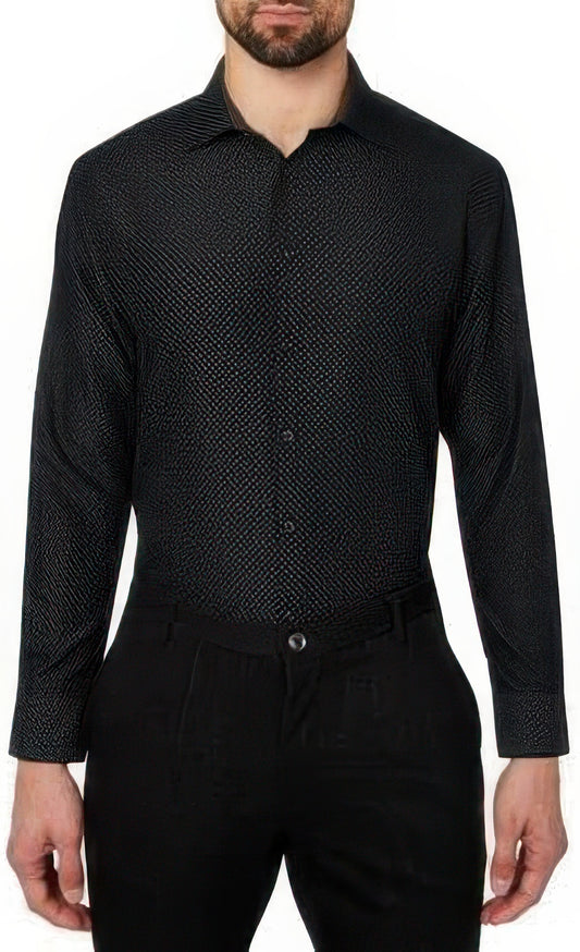 Calabrum Men's Regular-Fit Performance Dress Shirt  Black Size XL