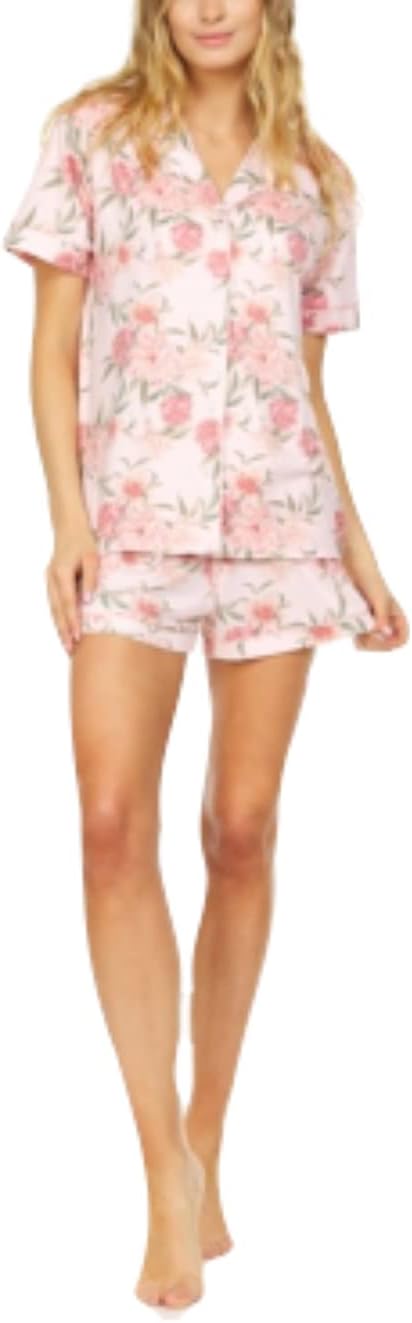 Flora by Flora Nikrooz Women's Printed Pajama Shorts Set  Color Mid Pink Size L