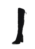BCBGeneration Women's Abanna Square Toe Thigh High Boots  Color Black Microsuede Size 7.5M