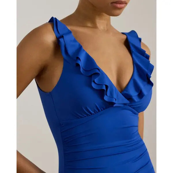 Lauren Ralph Lauren Beach Club Slimming Underwire One Piece Swimsuit  Blue Size 14