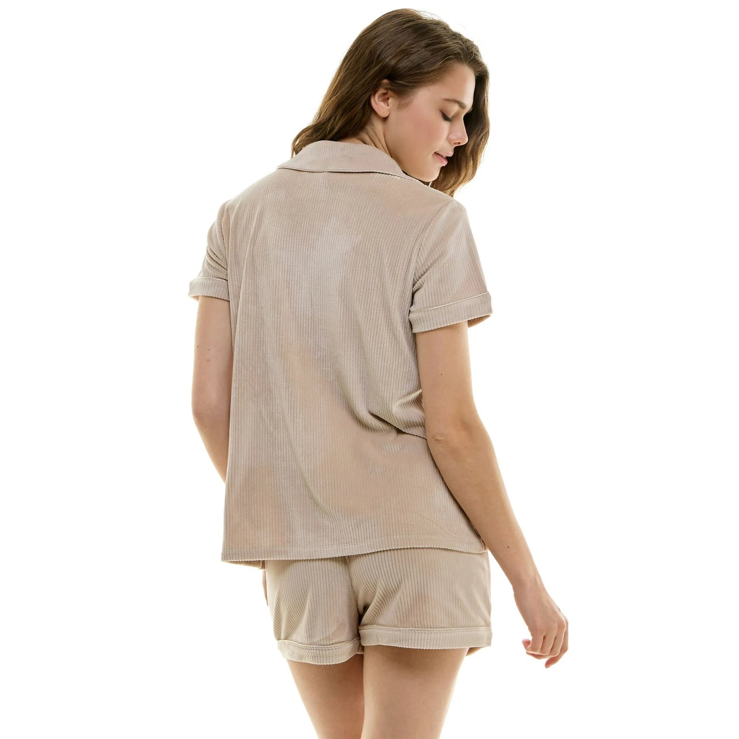 Jaclyn Intimates Women's 2-Pc. Ribbed Velour Loungewear Set  Goat Size M
