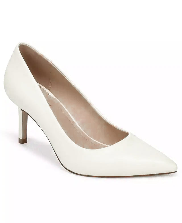 On 34th Women's Mariahh Pointed-Toe Stiletto Heel Pumps  White Smooth Size 7