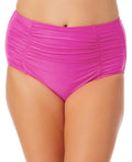 California Waves Plus Size Shirred Swim Bottoms  Color Fuchsia Sizzle Size 1X