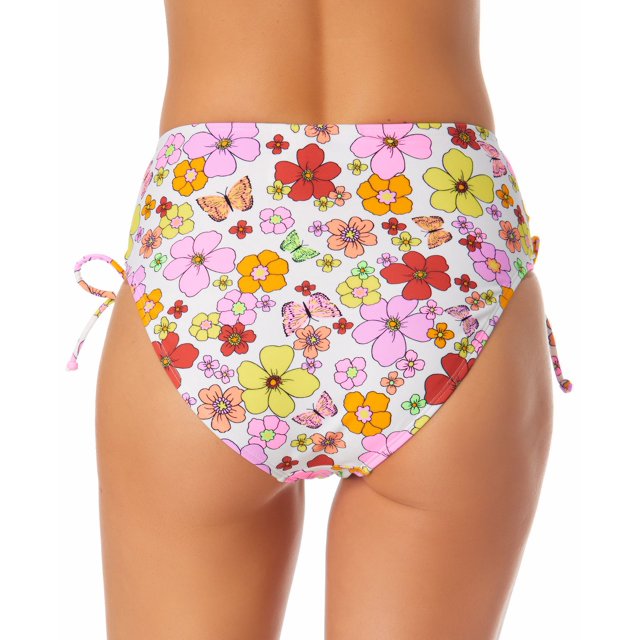 California Waves Juniors Printed Cinch-Side High-Waist Bikini Bottoms Color Floral Print Size L