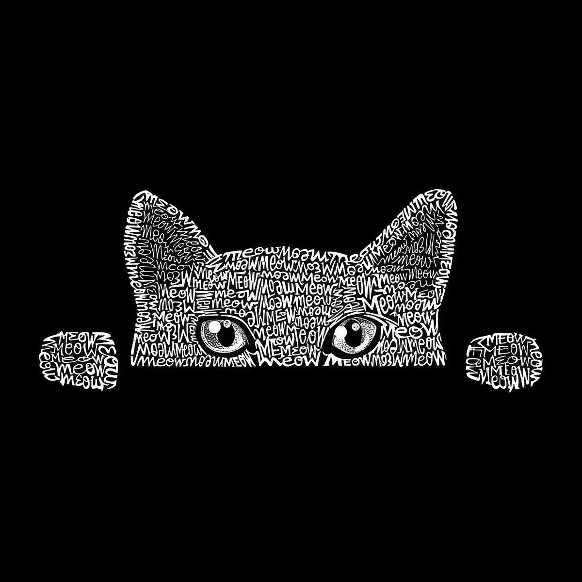 LA Pop Art Women's Word Art Peeking Cat Sweatshirt  Color Purple Size M