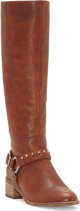 Lucky Brand Women's Karesi Leather Stacked Heel Knee-High Boots  Whiskey Size 6