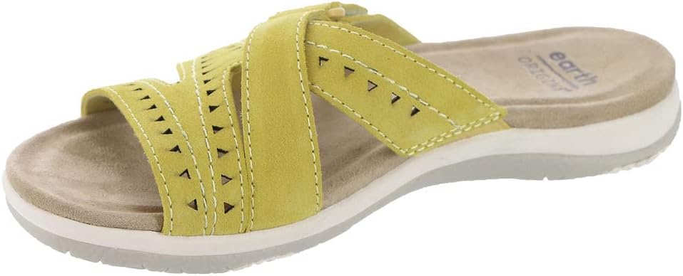 Earth Women's Suella Flat Sandals  Yellow Leather Size 7