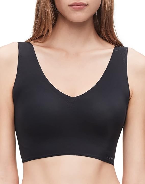 Calvin Klein Invisibles Comfort Seamless V Neck Bralette Bra  Black Size M