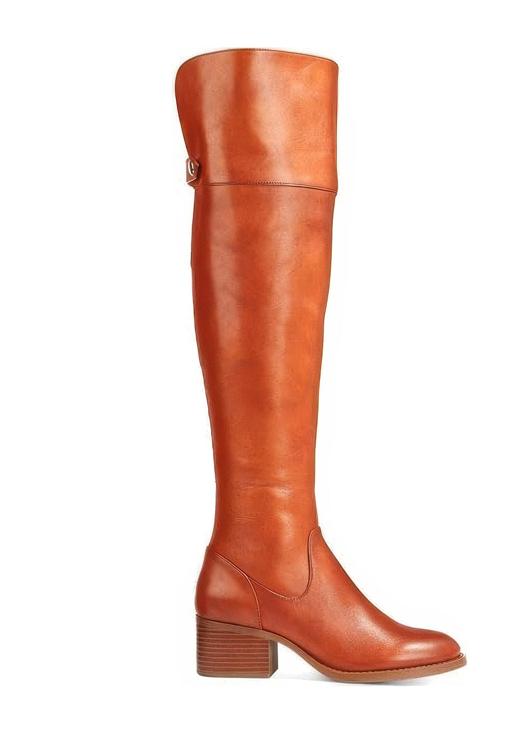 INC International Concepts Karmenn Leather Tall Over-The-Knee Boots  Color Cognac Size 7M