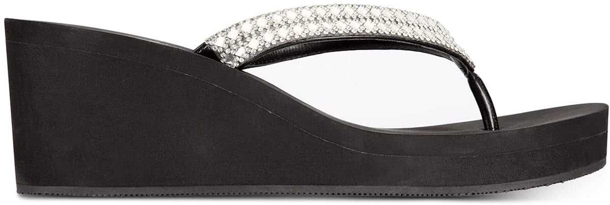 Thalia Sodi Women's Emira Embellished Wedge Sandals  Color Black Bling Size 6M