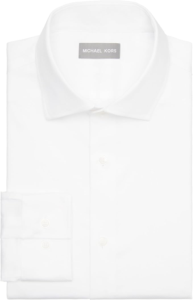 Michael Kors Men's Comfort Stretch Slim Fit Dress Shirt  White 17 34/35