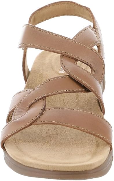Easy Spirit Minny Criss-Cross Front Leather Slingback Sandal  Medium Brown Leather Size 8.5