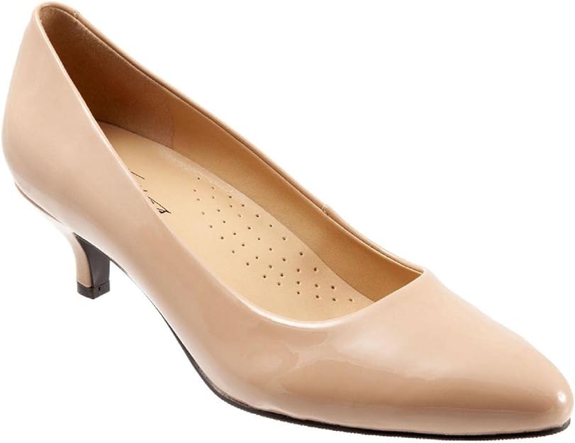 Trotters Women's Kiera Faux Leather Kitten Heels   Nude Size 10WW