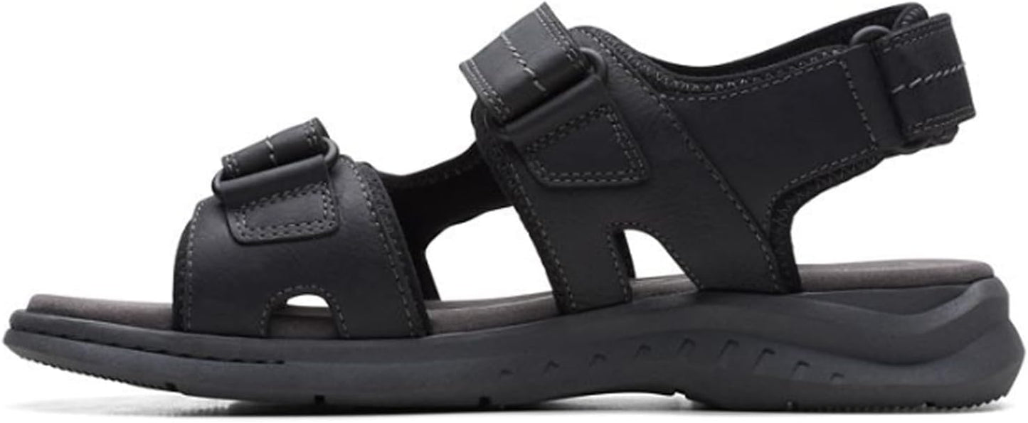 Clarks Men's Walkford Casual Walk Sandals  Color Black Leather Size 10.5M