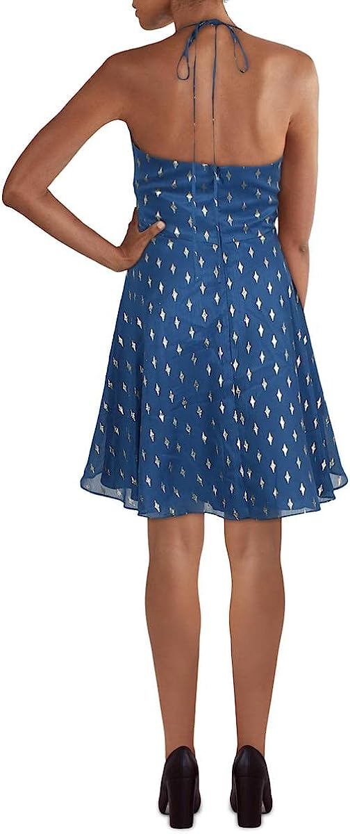 Blondie Nites by Stacy Sklar Juniors Metallic Halter Mini Dress  Color Blue Size 7