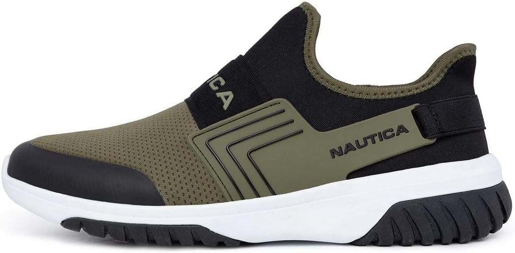 Nautica Men's Colnor Closed Toe Athletic Sneakers   Olive/Black Size 9.5