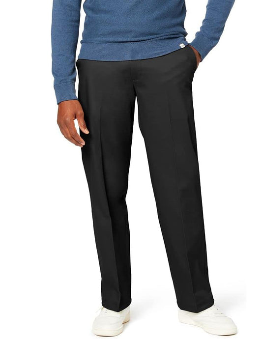 Dockers Men's Relaxed-Fit Signature Khaki Lux Stretch Pants  Black W30xL30 (Reticket Tag)