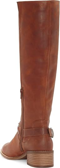 Lucky Brand Women's Karesi Leather Stacked Heel Knee-High Boots  Whiskey Size 6