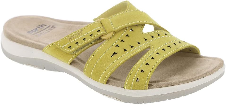 Earth Women's Suella Flat Sandals  Yellow Leather Size 7