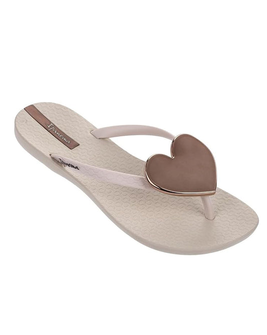 Ipanema Women's Wave Heart Flip Flop  Beige/Bronze Size 10