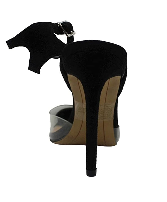 INC International Concepts Kaijaf Fabric Open Toe Ankle Shoes  Color Black/Clear Vinyl Size 10M