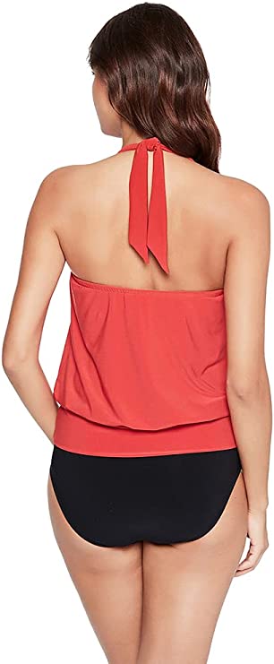 Magicsuit Debbie Halter Tie Underwire Bra Tankini Top  Color Coral Sands Size 14