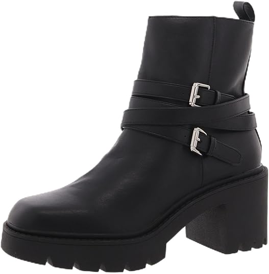 Madden Girl Women's Pike Moto Buckle Lug Sole Booties  Sand Size 9