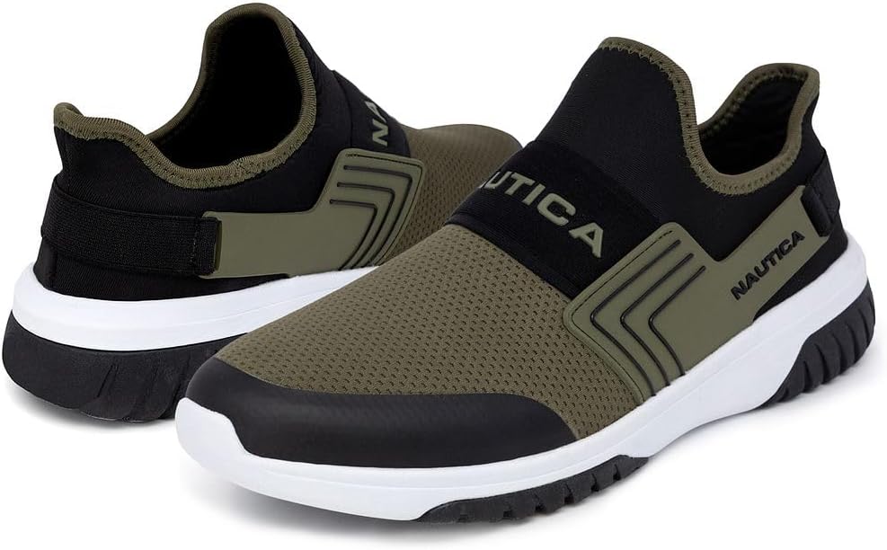 Nautica Men's Colnor Closed Toe Athletic Sneakers   Olive/Black Size 9.5