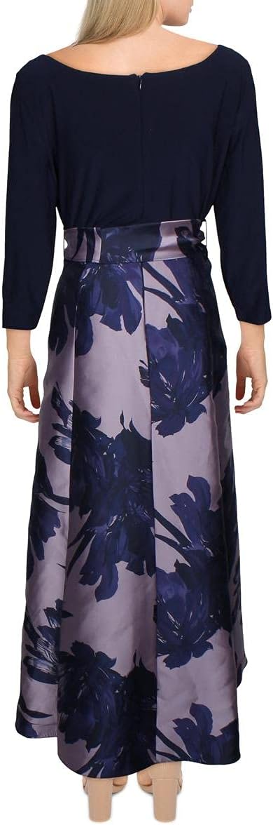 RM Richards High-Low Contrast Dress  Color Navy/Orchid Size 12