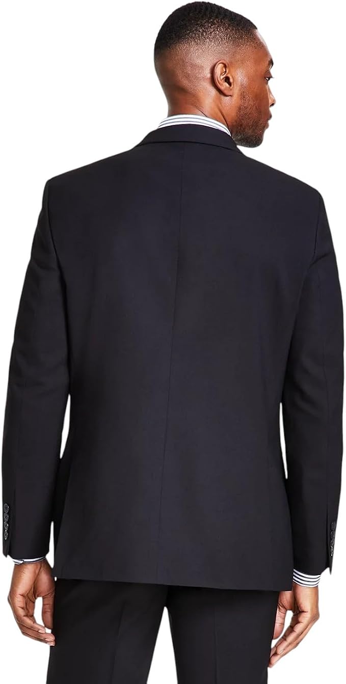 Nautica Men's Modern-Fit Bi-Stretch Suit Jacket  Black Solid Size 42L