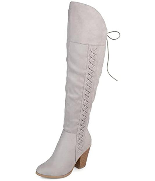 Brinley Co. Women’s Spritz Faux Suede Over-The-Knee Boots  Color Gray