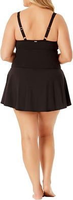 Anne Cole Plus Size Ruched Underwire Swimdress  Color Black Noire Size 18W