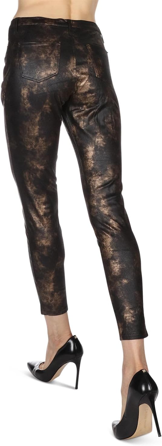 MeMoi Women's Statue Mottled Bronze Ankle Length Leggings  Black-Bronze Size S/M
