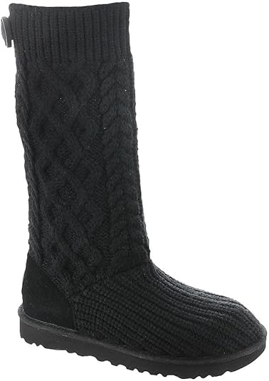 UGG Women's Classic Cardi Cabled Knit Boot  Black Size 8