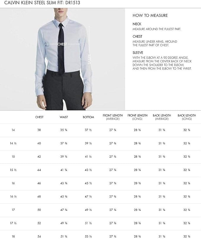 Calvin Klein STEEL Men's Slim-Fit Non-Iron Dress Shirt  White 16.5 34/35