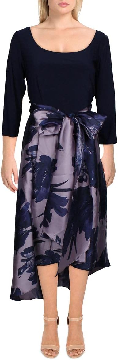 RM Richards High-Low Contrast Dress  Color Navy/Orchid Size 12